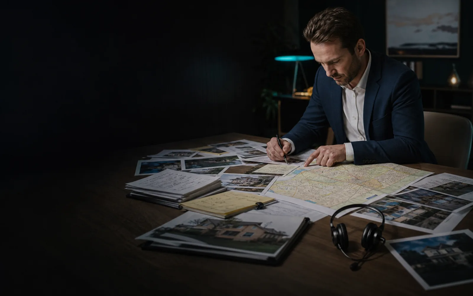 Agent organizing property research and seller notes before outreach