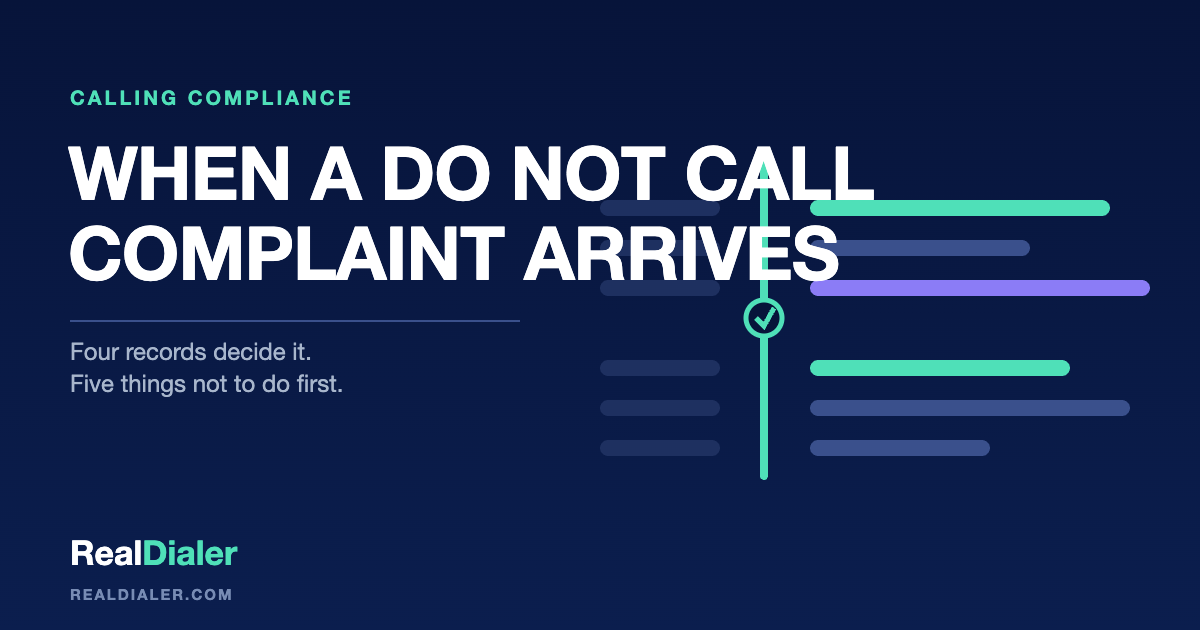 RealDialer graphic of an opened envelope on a desk beside a call log with two entries circled