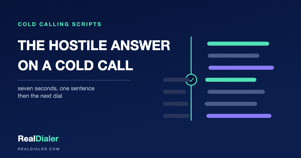 RealDialer graphic of a call timer stopped at seven seconds beside a record card marked do not call