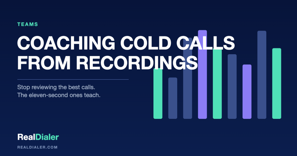 RealDialer graphic of a list of call recordings with the short ones highlighted and the long successful one set aside