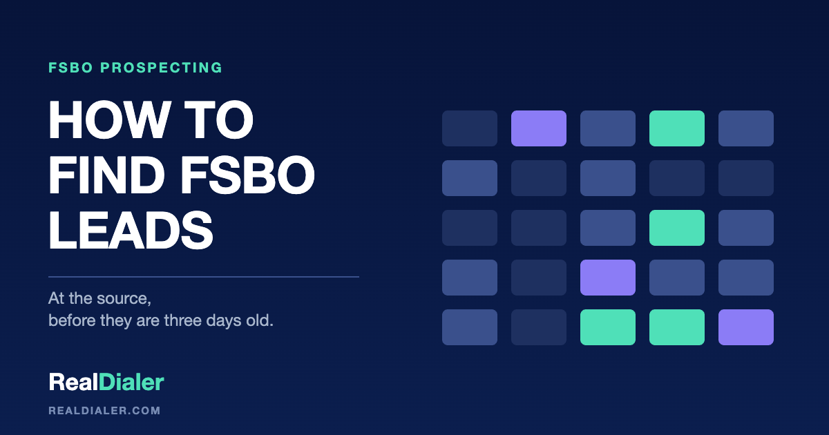 RealDialer graphic showing the places a FSBO seller publishes a listing, converging into one verified calling list