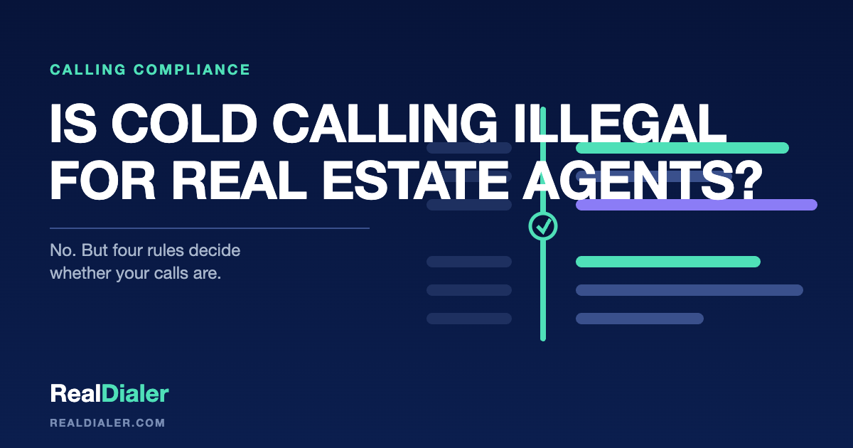 RealDialer graphic of four gates a cold call passes through: the registry, the clock, the cell phone, and the do-not-call request