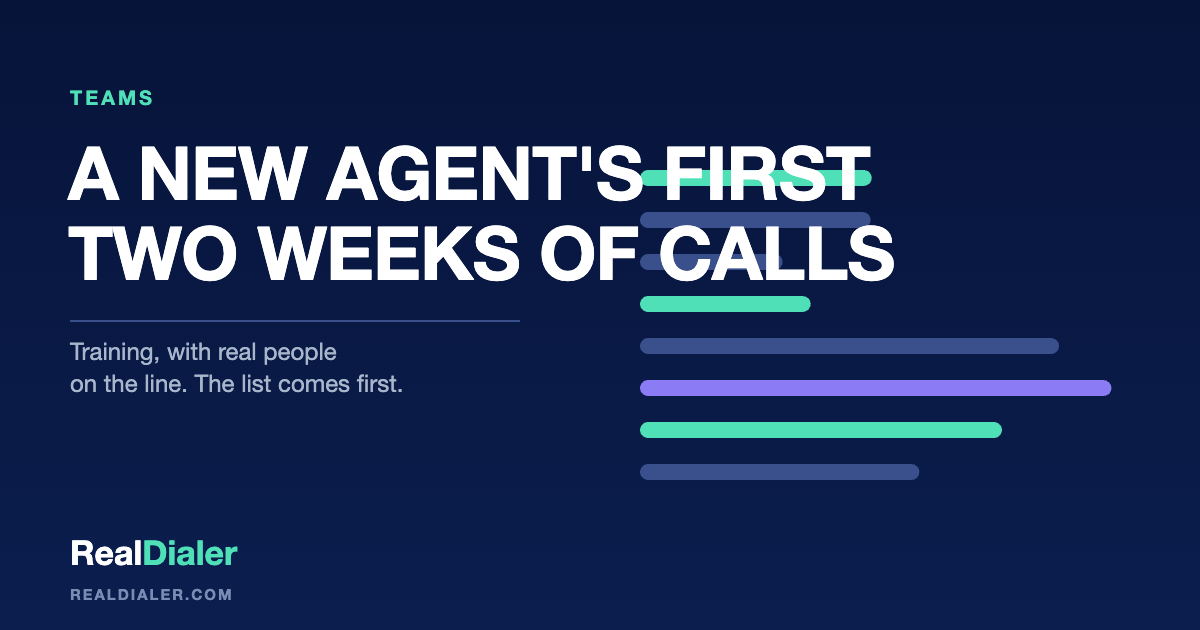 RealDialer graphic of a fourteen-day calendar with the first two days shaded, a headset, and a short list beside it