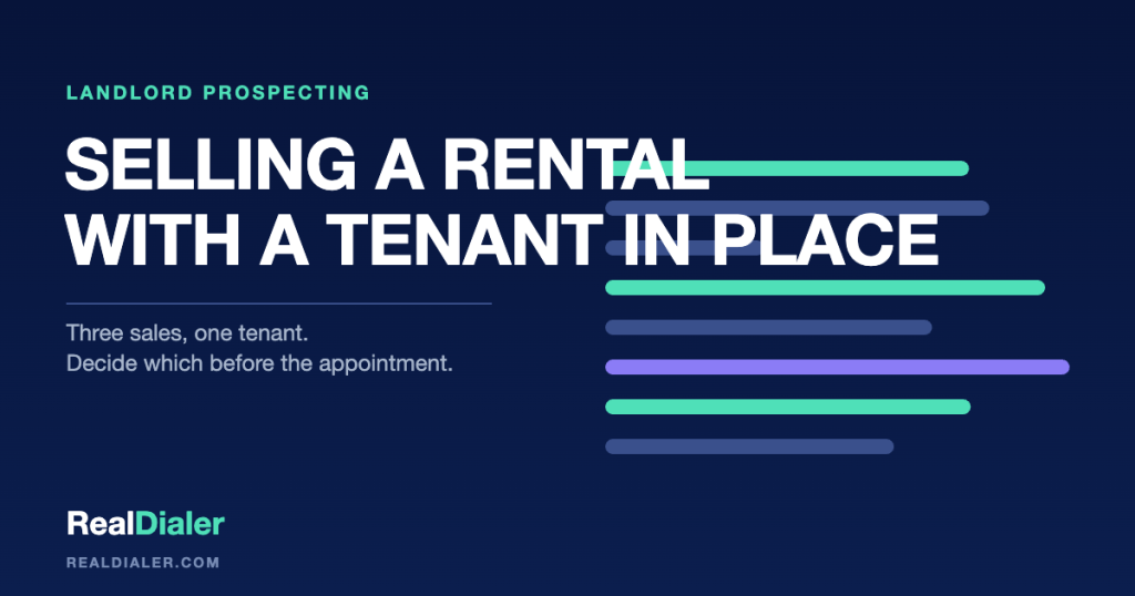 RealDialer graphic of one rental house with three arrows leaving it: to an investor, to a vacant sale, and to the tenant