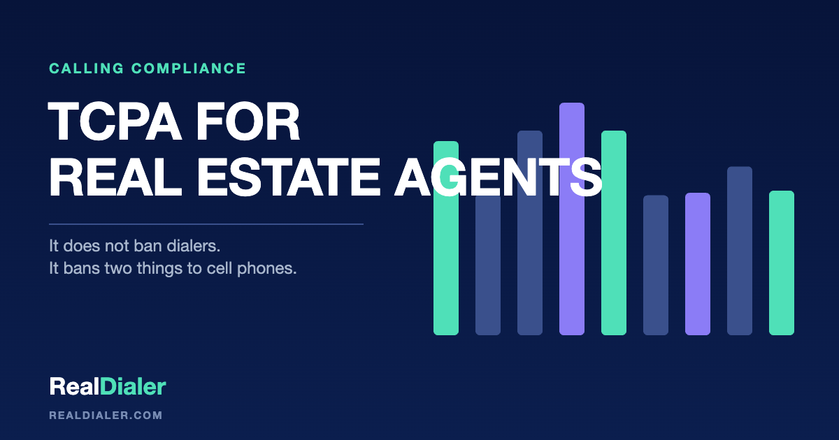 RealDialer graphic of a cell phone with two things blocked from reaching it: an automated dialer and a recorded voice