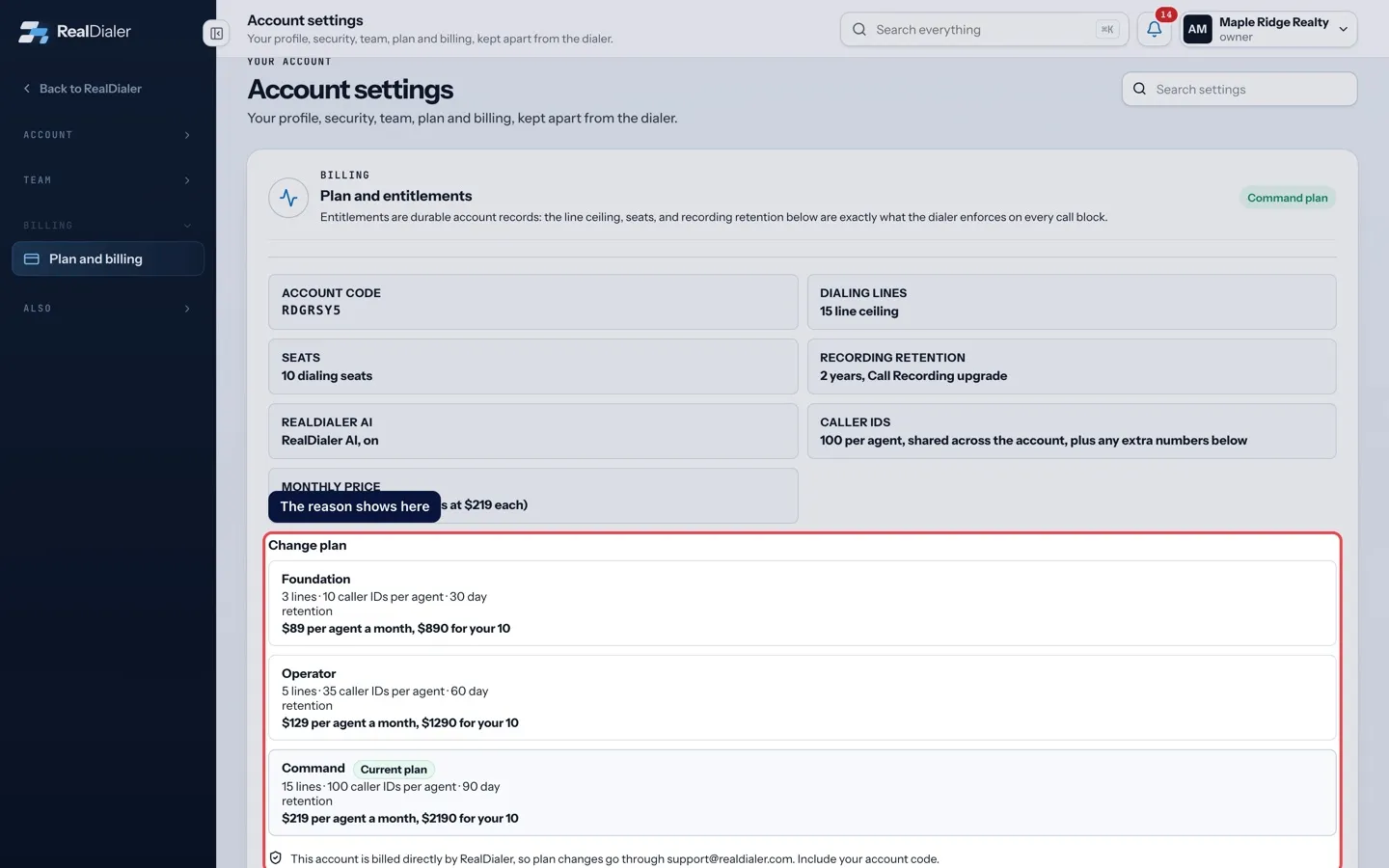 Why a downgrade is blocked: The reason shows here
