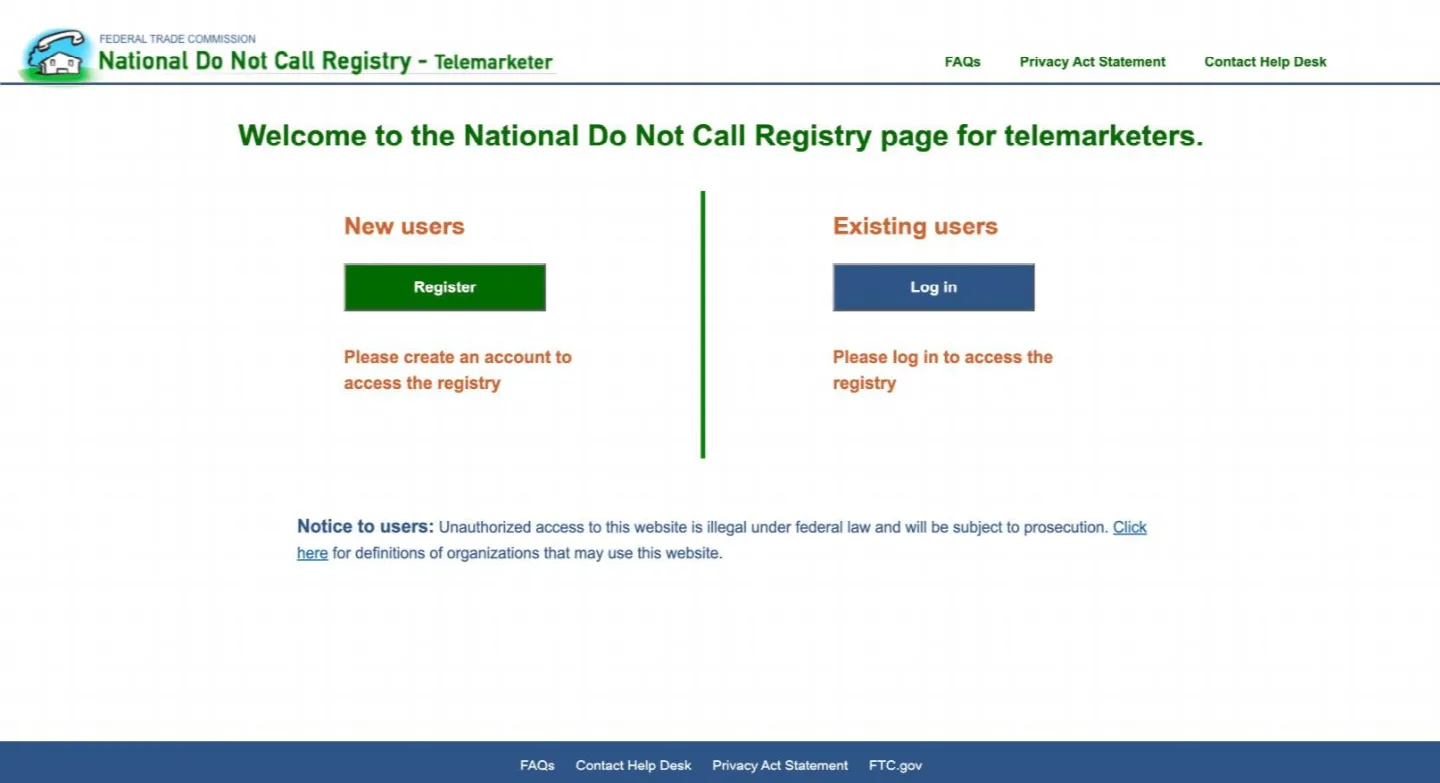 Click Register under New users