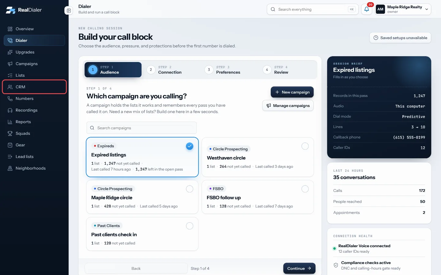 Click CRM in the left menu