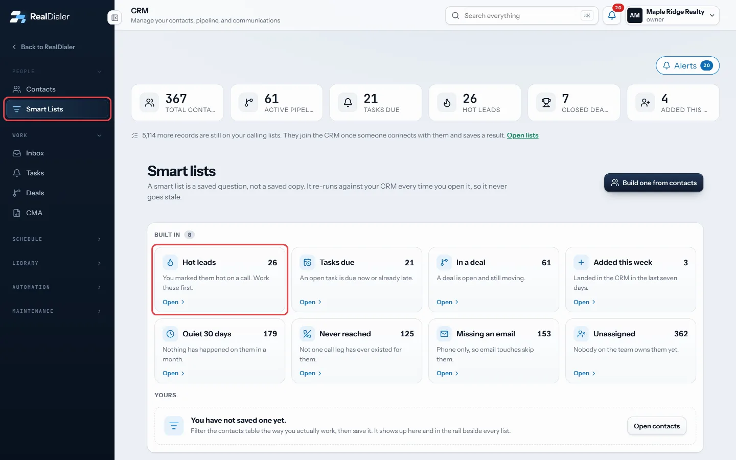 Open a built in smart list