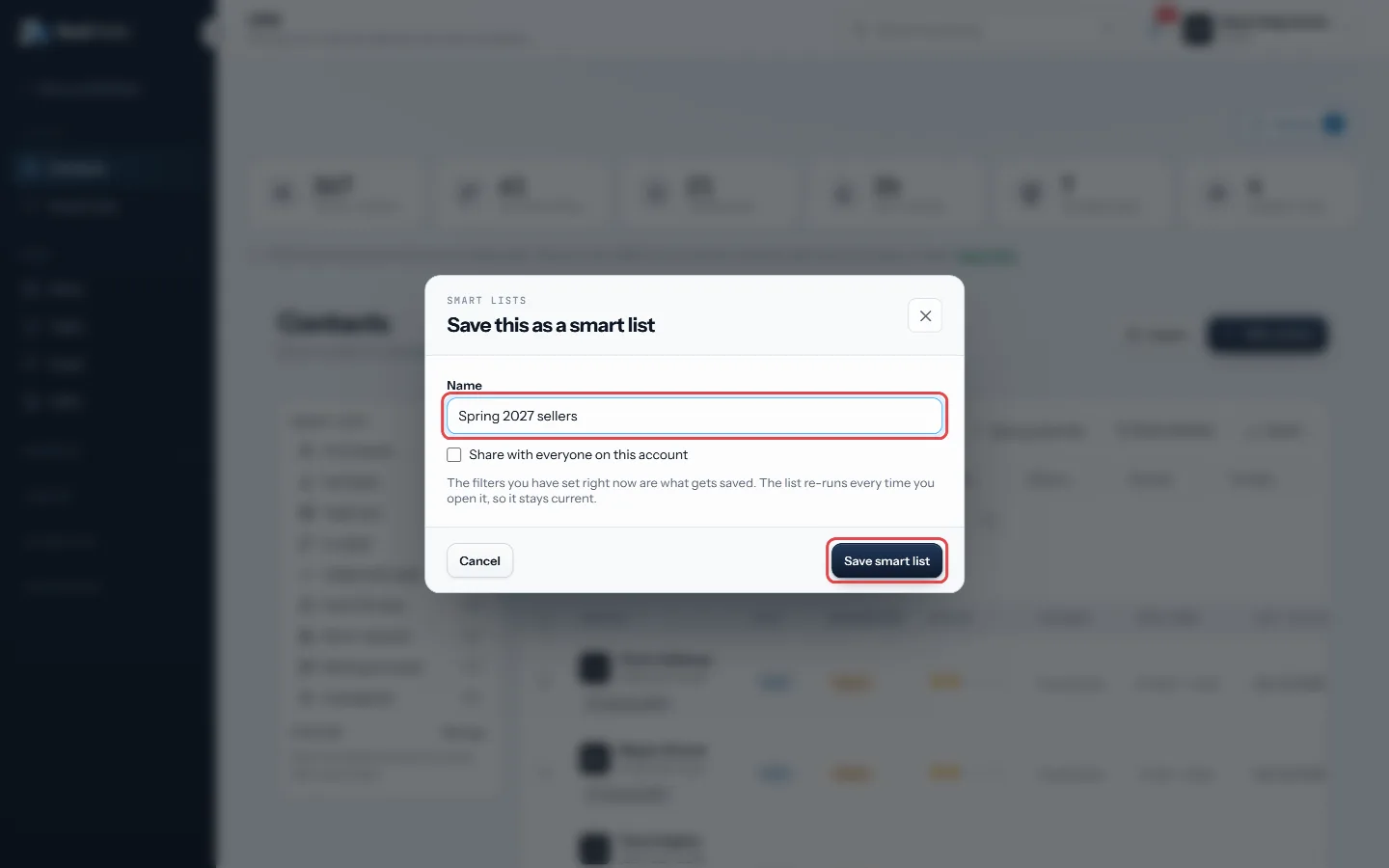 Name it, then press Save smart list