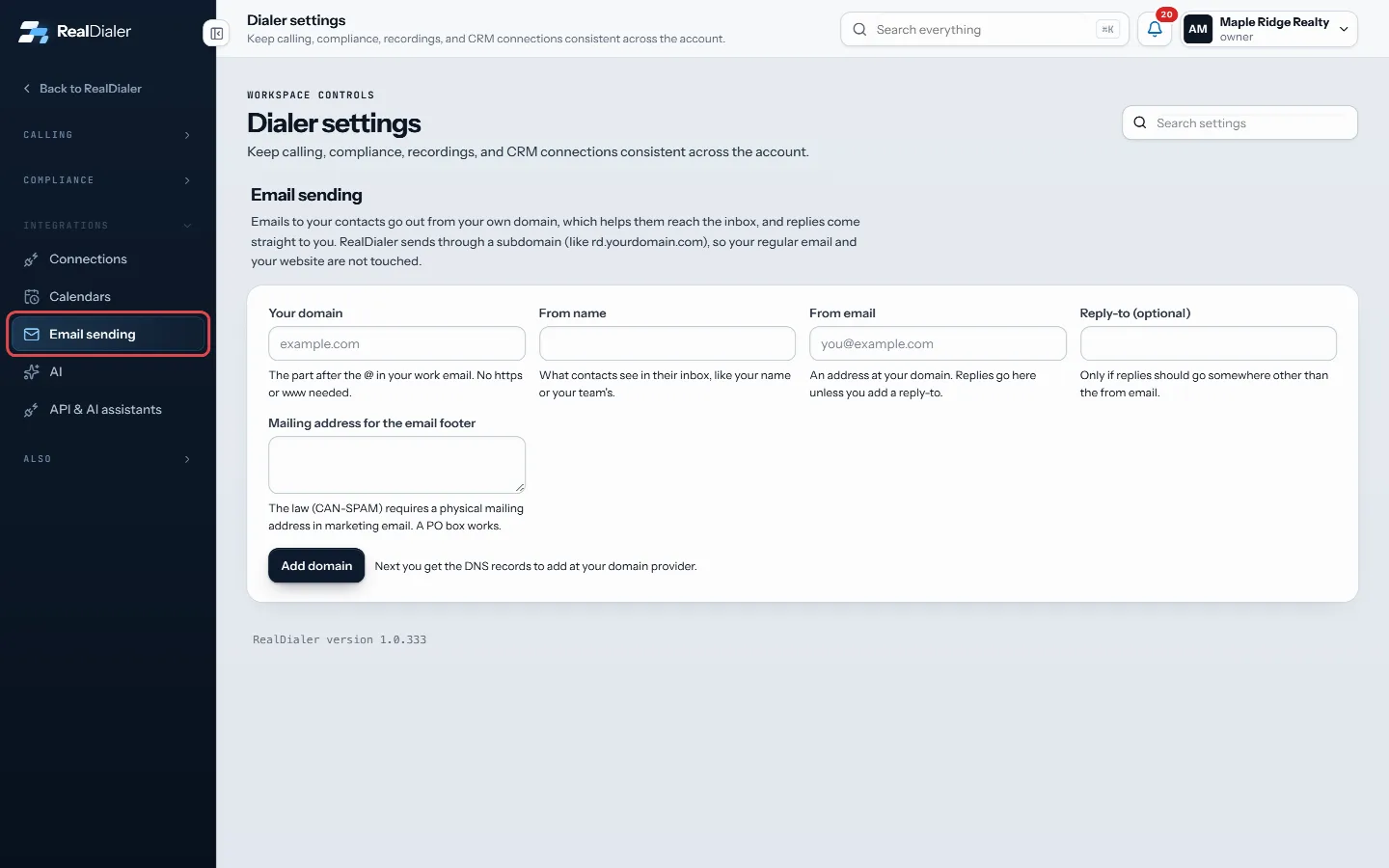 Settings, Email sending: check your domain is verified and not paused