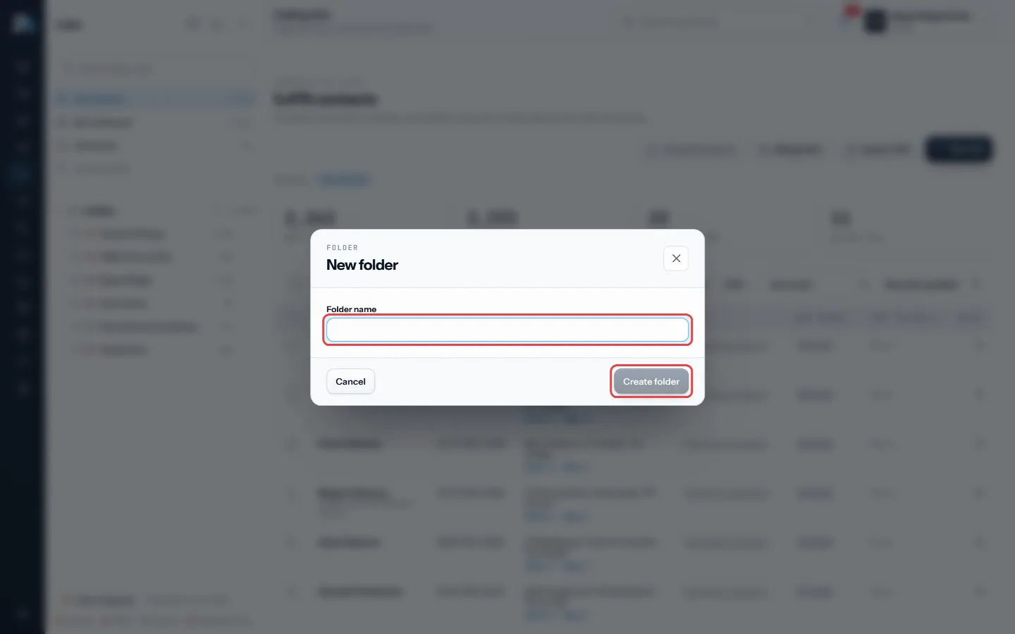Name the folder and click Create folder